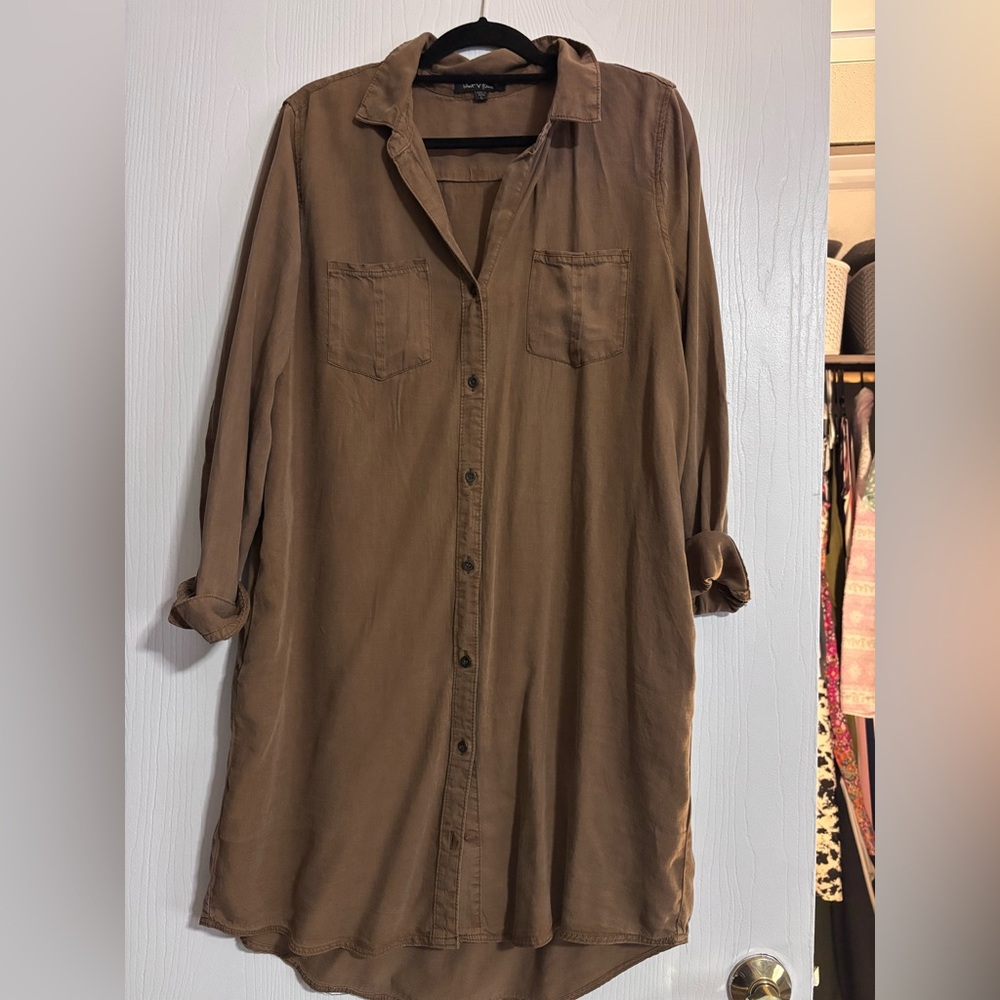 Velvet Heart Long-Sleeve Shirt Dress - Brown